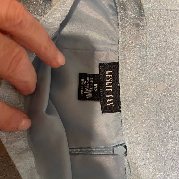 Leslie Fay Sky Blue Floral Blazer and Skirt Set - Picture 8 of 8